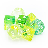 Nebula Polyhedral Spring/white  7-Die Set (Lab Dice)