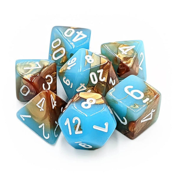 Gemini Polyhedral Copper-Turquoise/white 7-Die Set