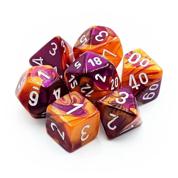 Gemini Polyhedral Orange-Purple/white 7-Die Set