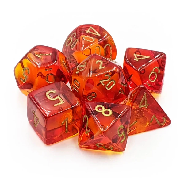 Gemini Polyhedral Translucent Red-Yellow/gold7-Die Set