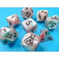 Lab Dice: Lustrous Polyhedral Sea Shell/black 8-Die Set