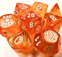 Lab Dice: Borealis Polyhedral Blood Orange/white 8-Die Set