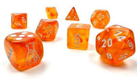 Lab Dice: Borealis Polyhedral Blood Orange/white 8-Die Set