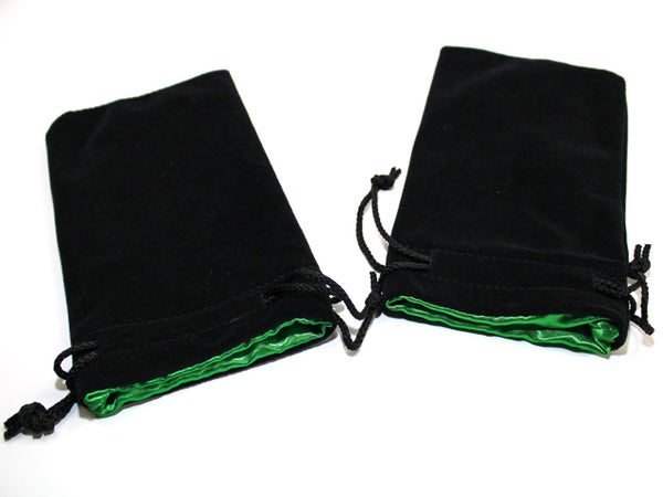 Dice Bag Koplow Black Velvet w/ Green Satin Lining