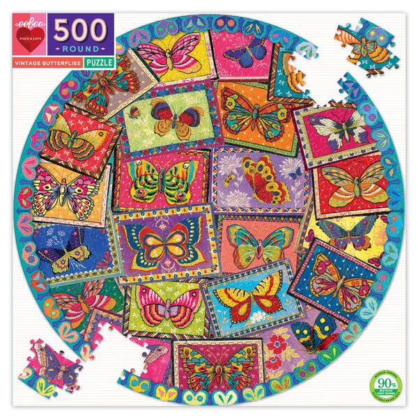 500 Vintage Butterflies Round Puzzle