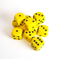 Opaque 16mm d6 Yellow/black Dice Block (12 dice)