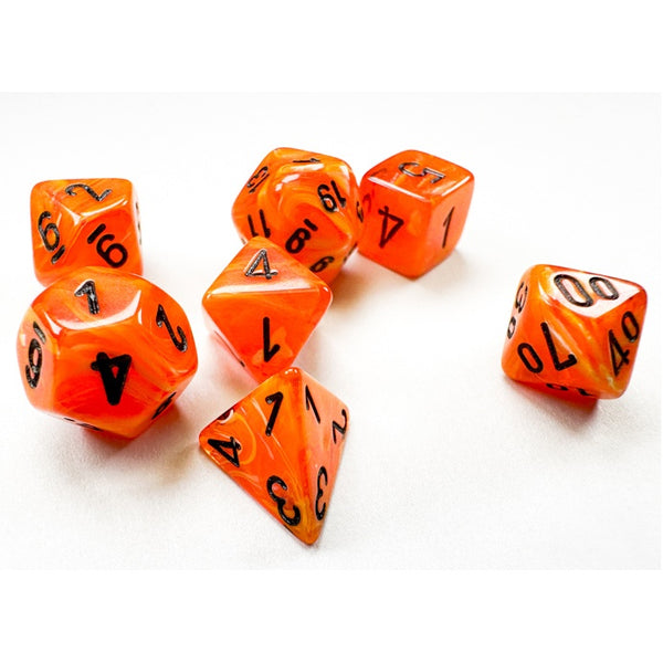 Vortex Mini Polyhedral Orange with Black 7-Die Set