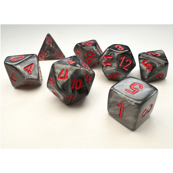 Velvet Mini Polyhedral Black with Red 7-Die Set