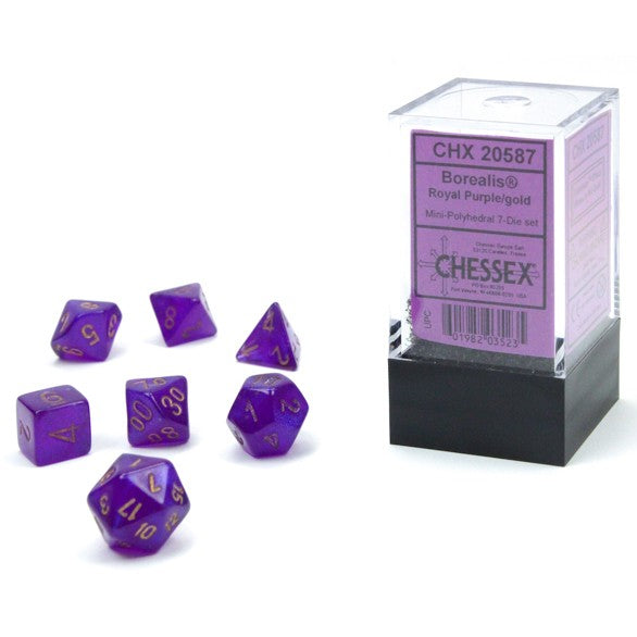 Borealis Mini Polyhedral Royal Purple/gold 7-Die Set