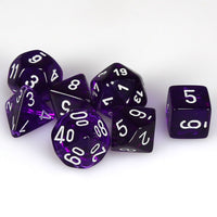 Translucent Polyhedral Purple/white 7-Die Set