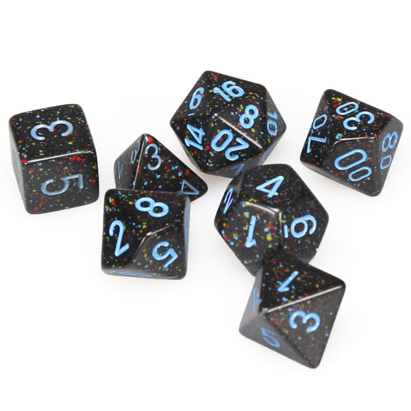 Speckled Polyhedral Blue Stars 7-Die Set