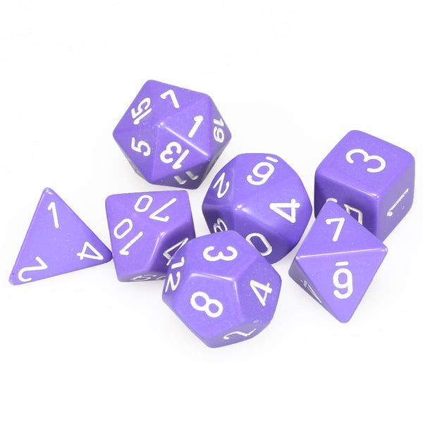 Opaque Polyhedral Purple/white 7-Die Set