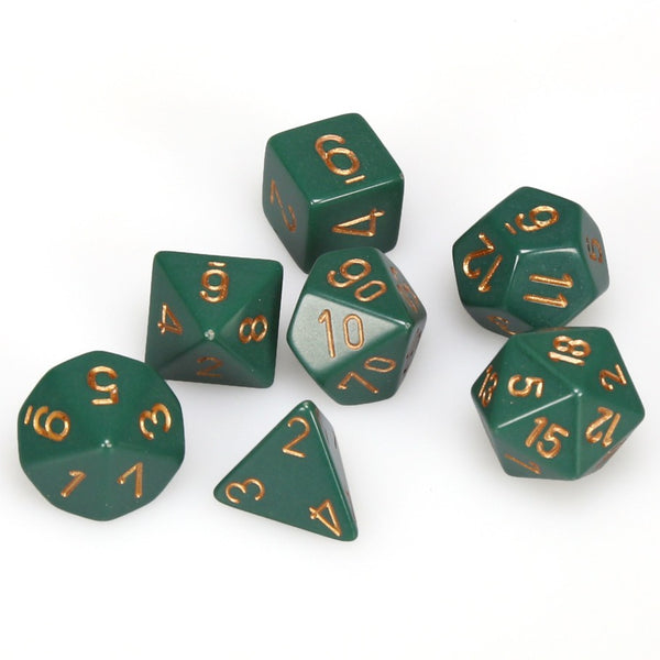Opaque Polyhedral Dusty Green/copper 7-Die Set
