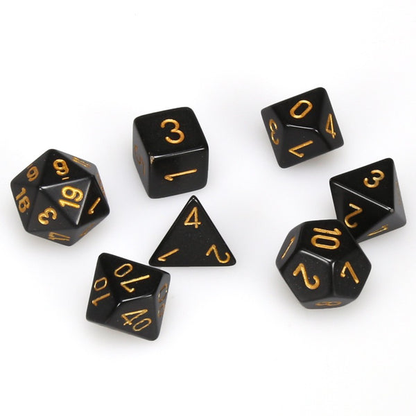 Opaque Polyhedral Black/gold 7-Die Set