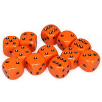 Opaque 16mm d6 Orange/black Dice Block (12 dice)