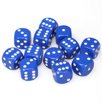 Opaque 16mm d6 Blue/white Dice Block (12 dice)