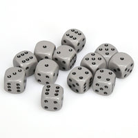 Opaque 16mm d6 Grey/black Dice Block (12 dice)