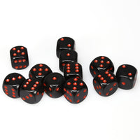 Opaque 16mm d6 Black/red Dice Block Dice Block (12 dice)