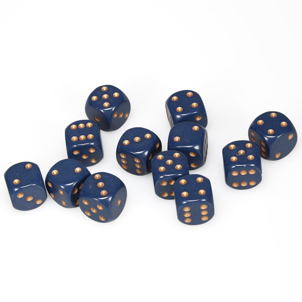 Opaque 12mm d6 Dusty Blue/copper Dice Block (36 dice)