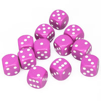 Opaque 16mm d6 Lt Purple/white Dice Block (12 dice)