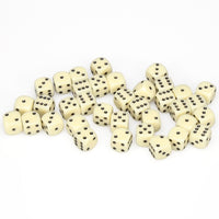 Opaque 12mm d6 Ivory/black Dice Block (36 dice)