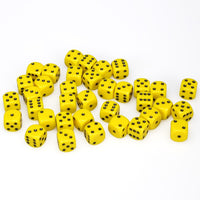 Opaque 12mm d6 Yellow/black Dice Block (36 dice)