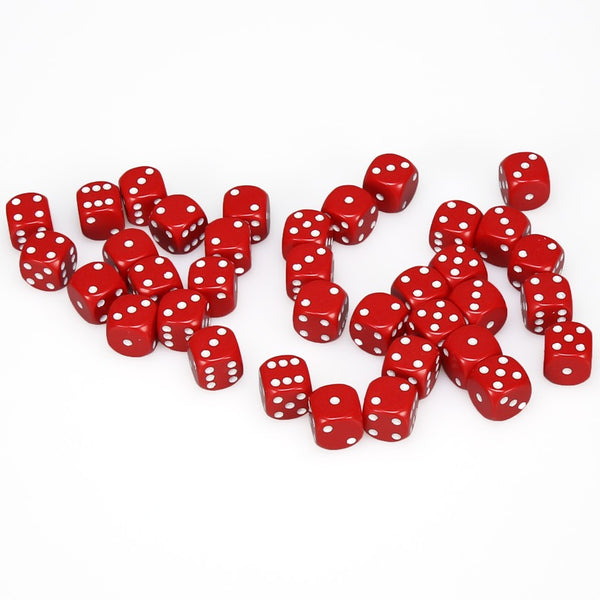 Opaque 12mm d6 Red/white Dice Block (36 dice)
