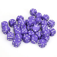 Opaque 12mm d6 Purple/white Dice Block (36 dice)