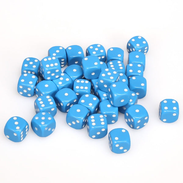 Opaque 12mm d6 Light Blue/white Dice Block (36 dice)