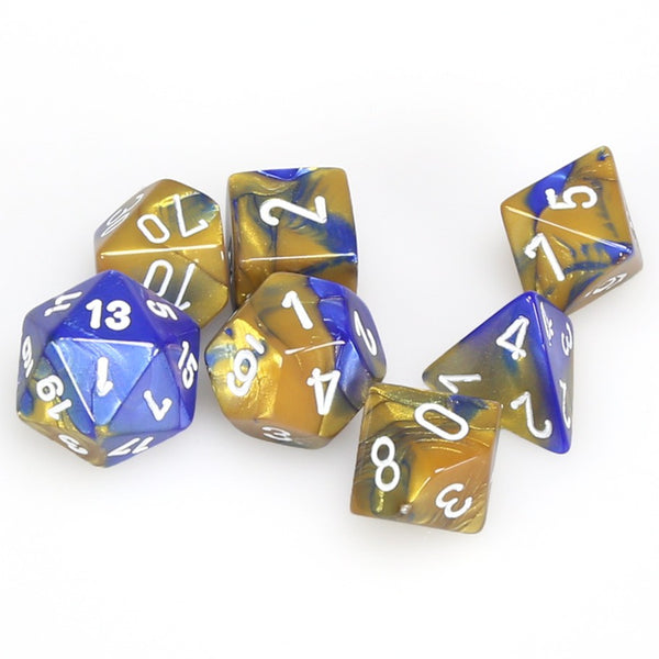 Gemini Polyhedral Blue-Gold/white 7-Die Set