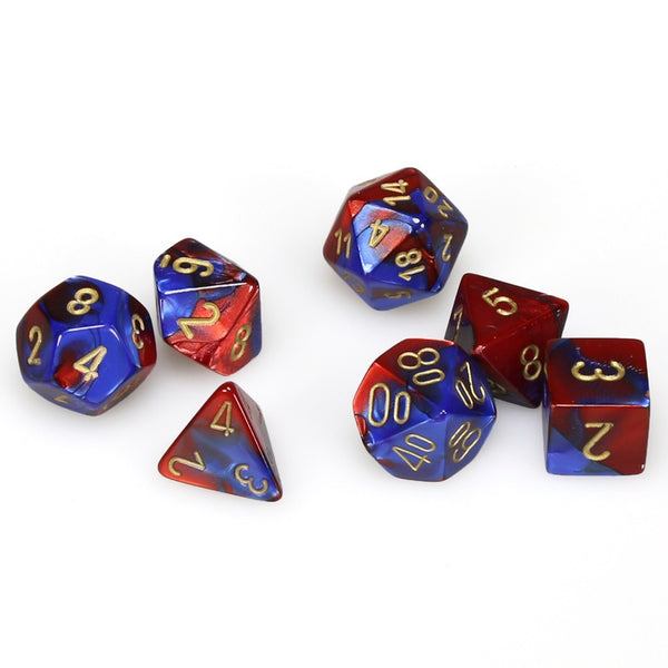 Gemini Polyhedral Blue-Red/gold 7-Die Set