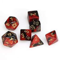 Gemini Polyhedral Black-Red/gold 7-Die Set