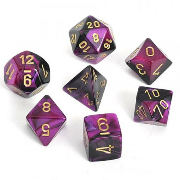 Gemini Polyhedral Black-Purple/gold 7-Die Set