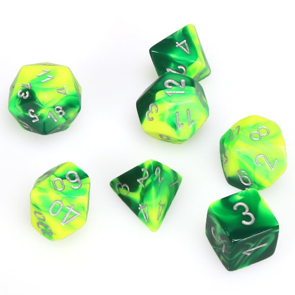 Gemini Polyhedral Green-Yellow/silver 7-Die Set
