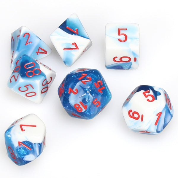 Gemini Polyhedral Astral Blue-White/red 7-Die Set