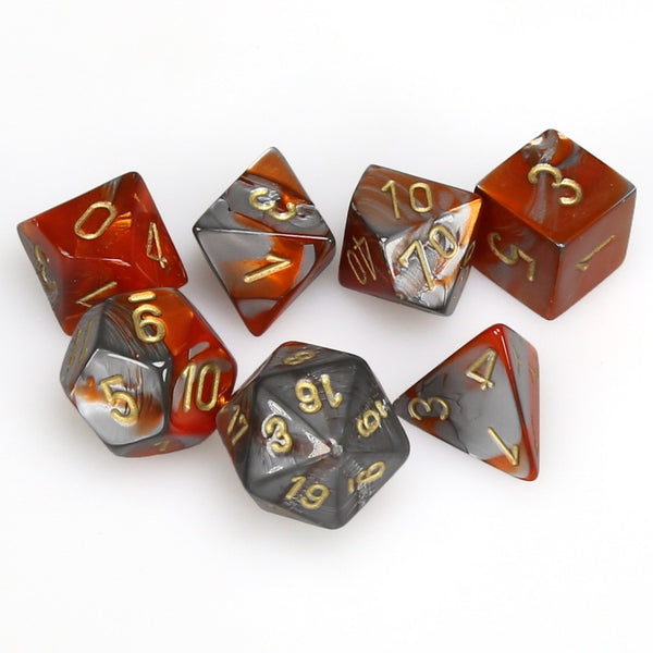 Gemini Polyhedral Orange-Steel/gold 7-Die Set