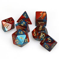 Gemini Polyhedral Red-Teal/gold 7-Die Set