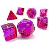 Gemini Polyhedral Translucent Red Violet/Gold 7-Die