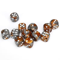 Gemini 16mm d6 Copper-Steel/white Dice Block (12 dice)