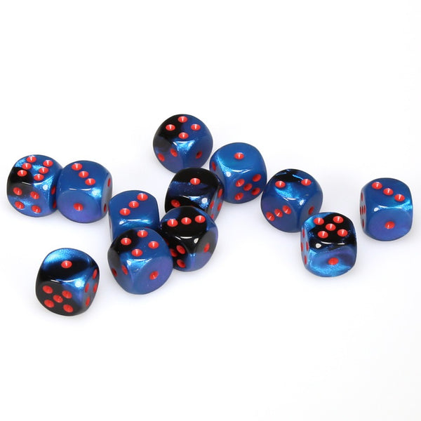 Gemini 16mm d6 Black-Starlight/red Dice Block (12 dice)