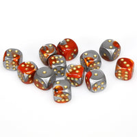 Gemini 16mm d6 Orange-Steel/gold Dice Block (12 dice)