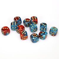 Gemini 16mm d6 Red-Teal/gold Dice Block (12 dice)