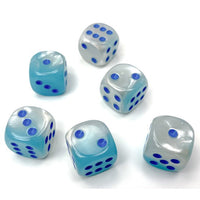 Gemini 16mm d6 Pearl Turquoise-White/blue Dice Block