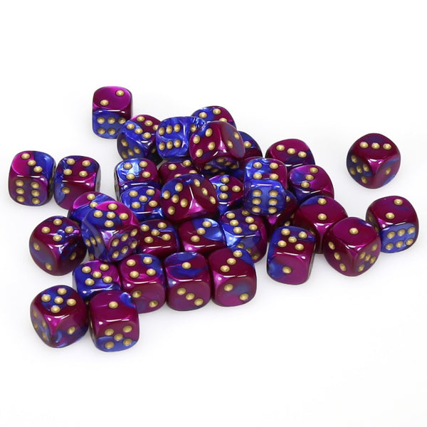 Gemini 12mm d6 Blue-Purple/gold Dice Block (36 dice)