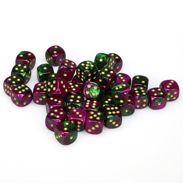 Gemini 12mm d6 Green-Purple/gold Dice Block (36 dice)