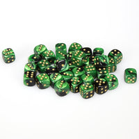 Gemini 12mm d6 Black-Green/gold Dice Block (36 dice)