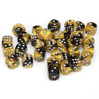 Gemini 12mm d6 Black-Gold/silver Dice Block (36 dice)