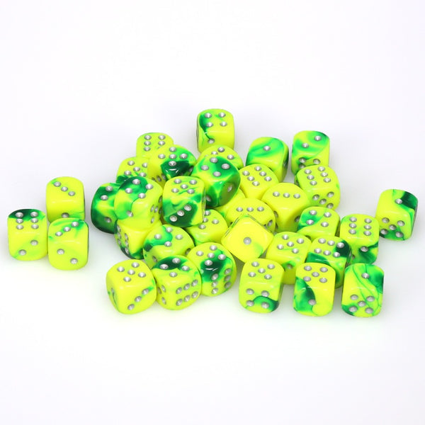 Gemini 12mm d6 Green-Yellow/silver Dice Block (36 dice)