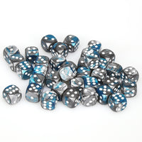 Gemini 12mm d6 Steel-Teal/white Dice Block (36 dice)