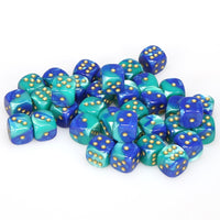 Gemini 12mm d6 Blue-Teal/gold Dice Block (36 dice)